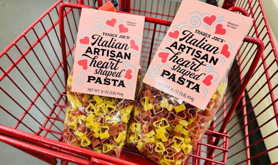 two heart shaped pasta bags in cart 