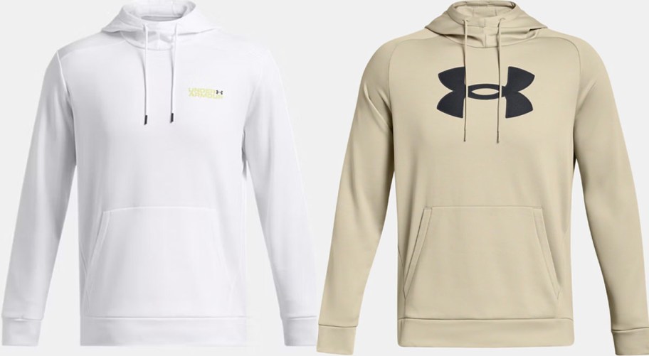 white and tan under armour hoodies 