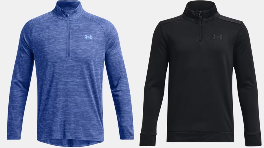 blue and black under armour zip jackets