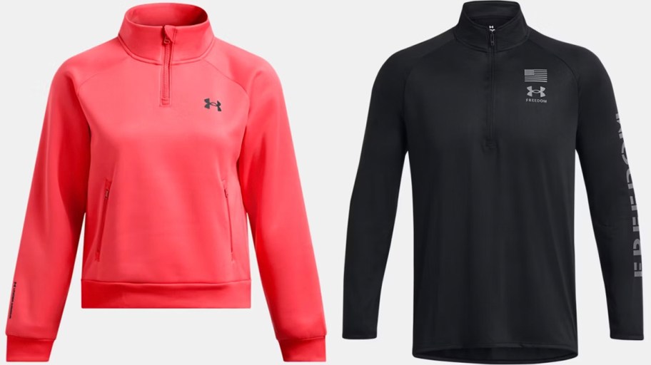 red and black under armour zip jackets