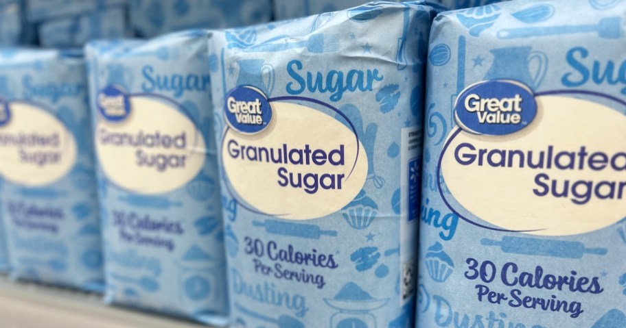 bags of sugar on shelf at Walmart