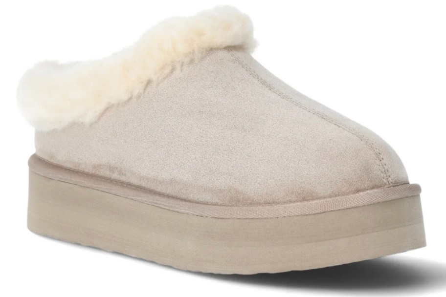 beige platform slippers