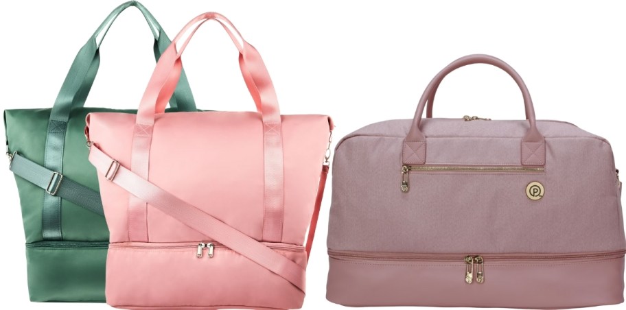 weekender bags in two styles and 3 colors