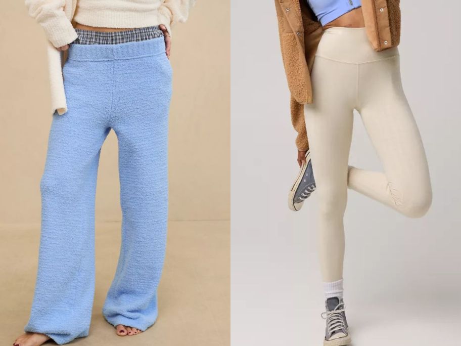 Stock images of two women wearing Aerie pants