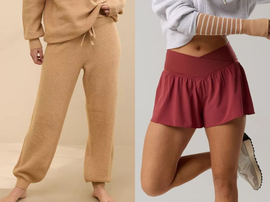 Stock images of two women wearing Aerie bottoms