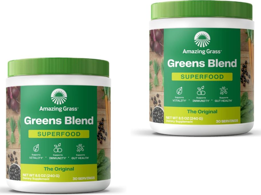 two jars of Amazing Grass Green Superfood in The Original Flavor