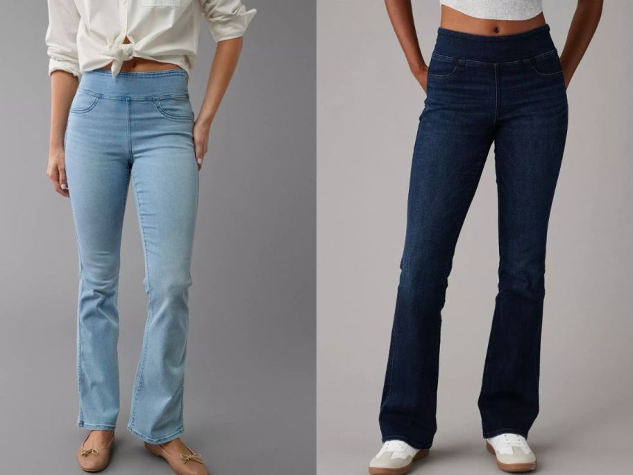 Stock images of two women wearing American Eagle Jeans