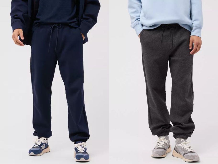 Stock images of two men wearing American eagle joggers