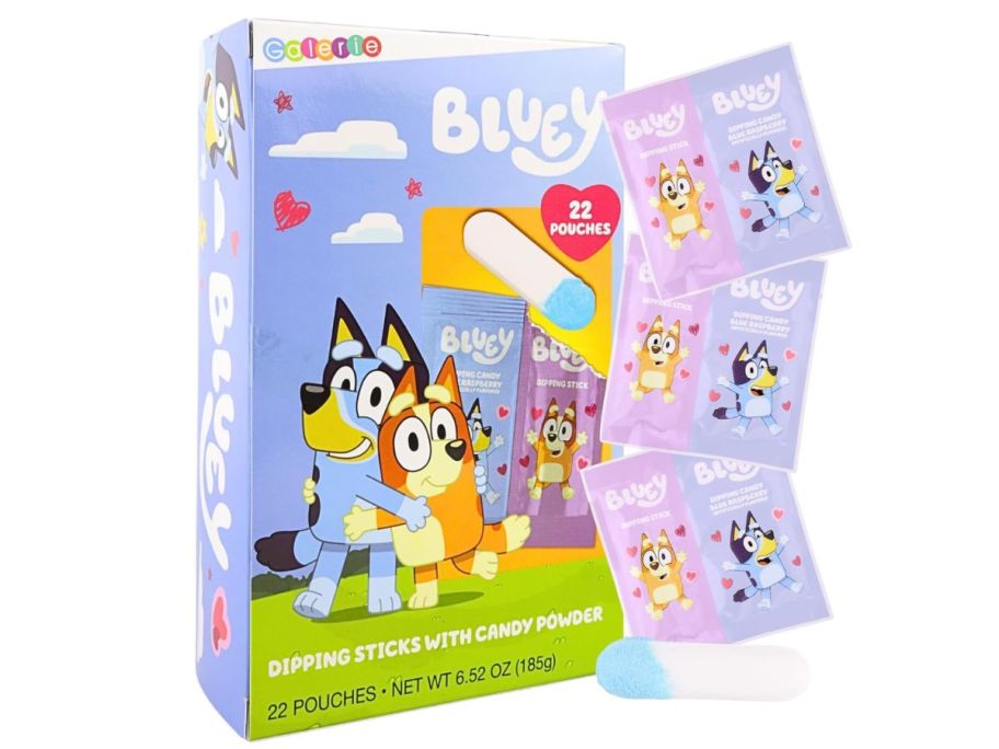 A box of Bluey Classroom Exchange Kit w/ Dipping Sticks & Candy Powder 