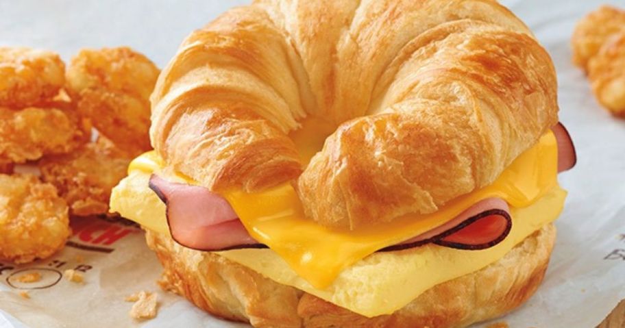 A ham and cheese burger king croissan'wich