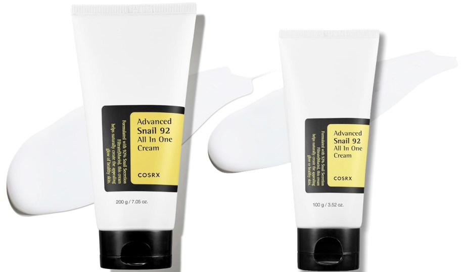 two white tubes of COSRX Snail Mucin 92% Moisturizer