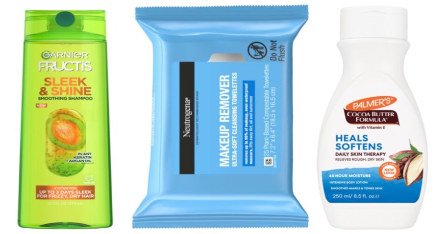 shampoo, facial wipes and lotion