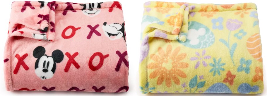 valentines and easter print folded throw blankets