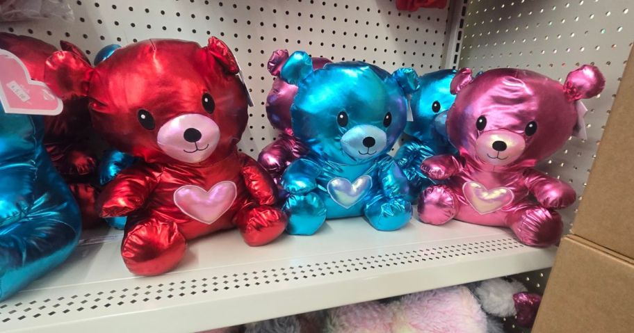 3 Valentine's Day Shiny Metallic Toy Balloon Bears