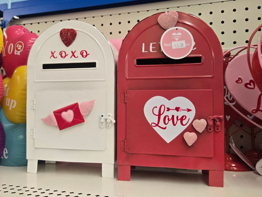 Valentine's Day Metal Mail Boxes at Dollar Tree