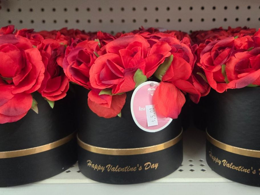 Valentine's Day Artificial Rose Boxes at Dollar Tree