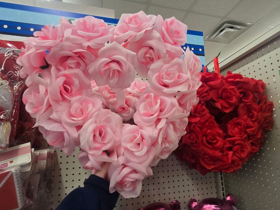 A Pink floral heart wreath