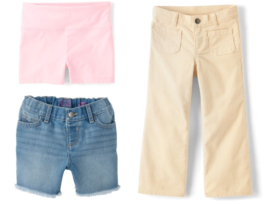 girls shorts and corduroy pants