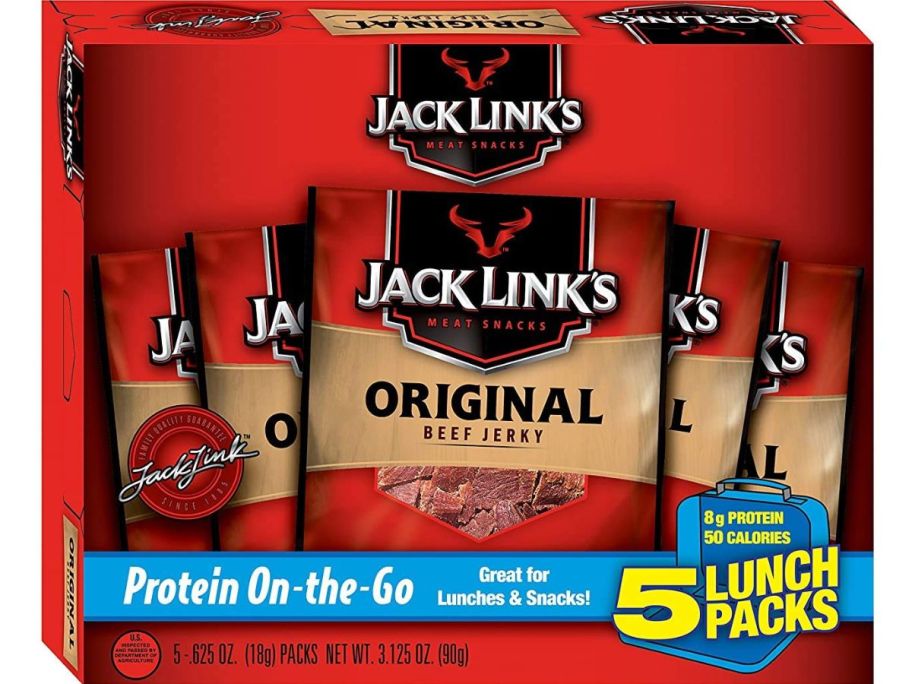 Stock image of Jack Link's Original Beef Jerky .0625oz Bags 5-Count