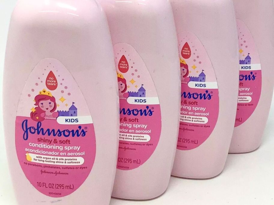 4 bottles of Johnson's Kids' Tear-Free Shiny & Soft Hair Conditioning Spray