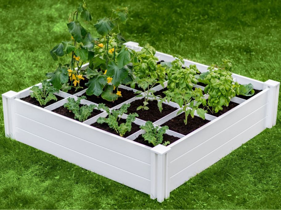 Vita White 48" x 48" x 11" Plastic Raised Garden Bed