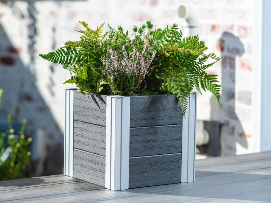 Vita Square 11.25" Medium Gray PVC Vinyl Outdoor Planter