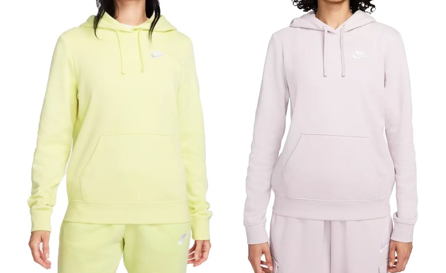 two women in light green and grey nike hoodies