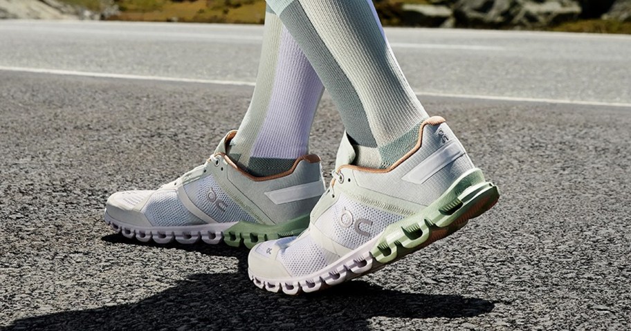 person wearing a pair of On Running Cloudflow 3 shoes