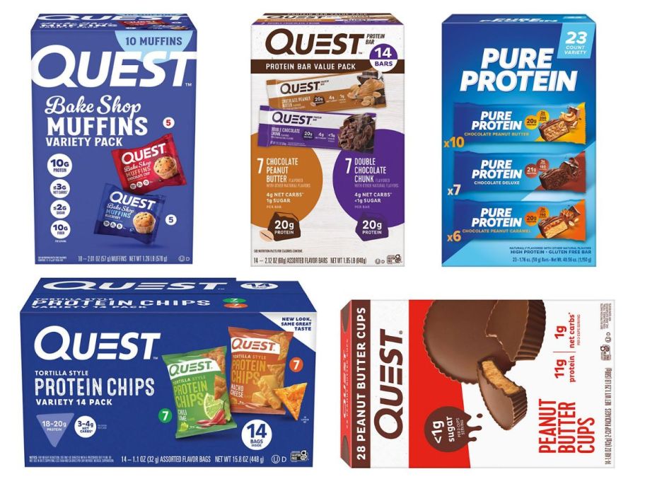 Protein chips muffins and bars all displayed