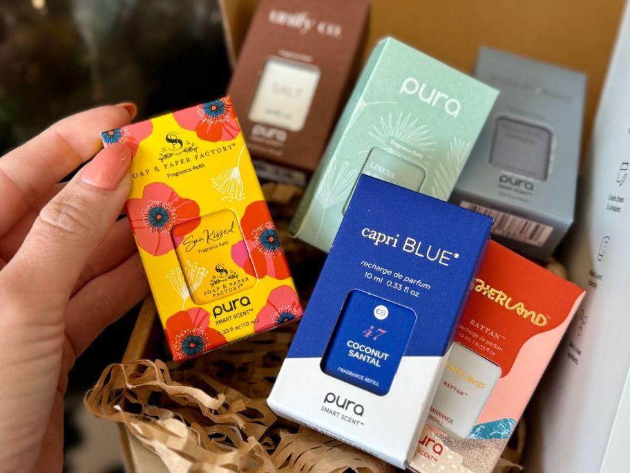 A box of Pura Fragrance Refills