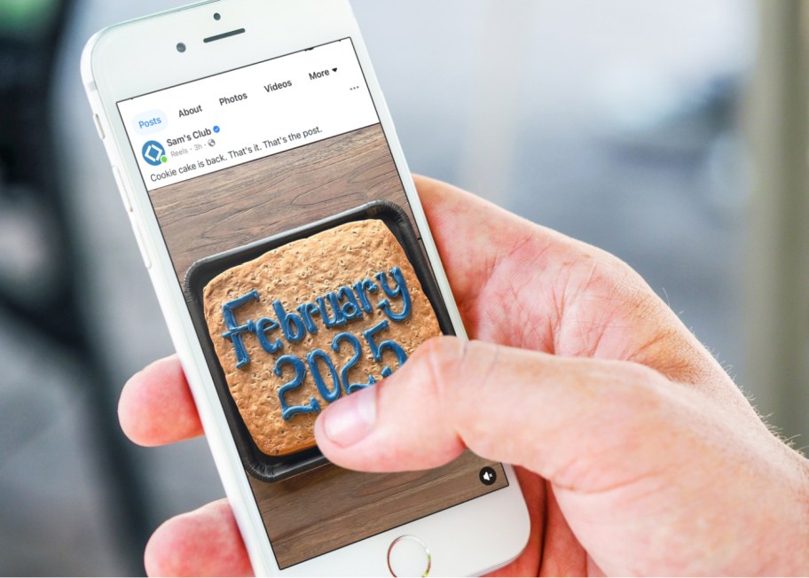 The Sam's Club Cookie Cake Announcement on a phone