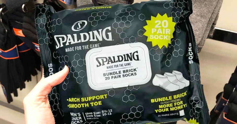 Spalding Men’s Socks 20-Pack Just $4.97 on Walmart.com (Only 25¢ Per Pair!)