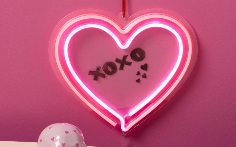 Spritz Valentine's Day Hanging Acrylic Faux Neon Wall Sign Heart