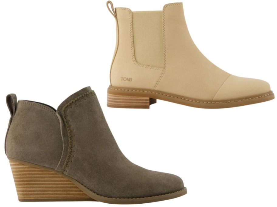 a cream colored and green boot