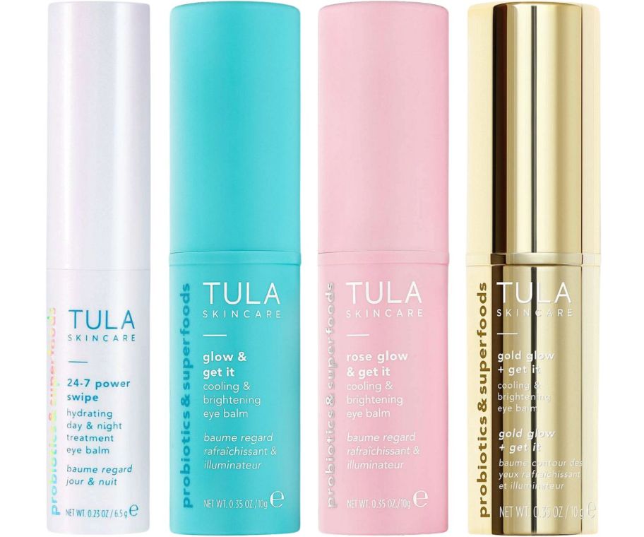 4 types of Tula eye balm stock images