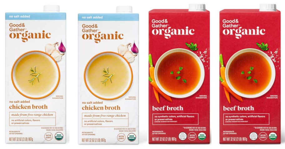 four boxes of broth