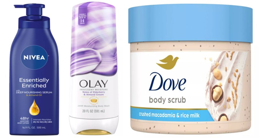 lotion, body wash and body scrub