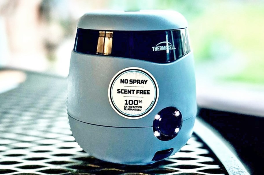 blue Thermacell device on a table