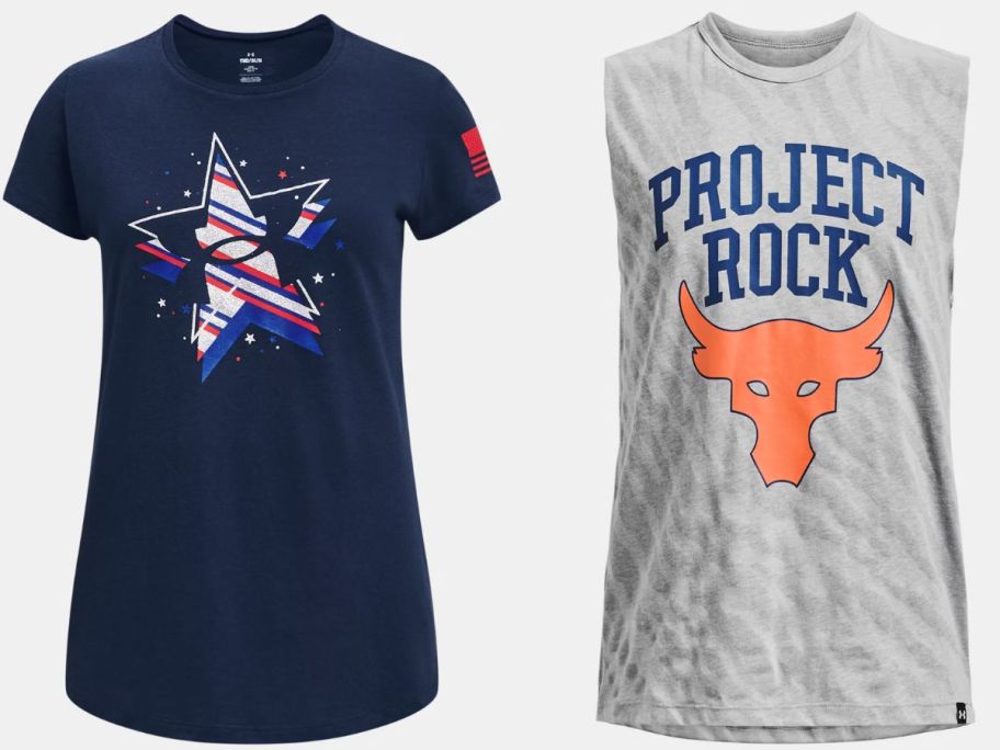 stock images of two under armour kids tops