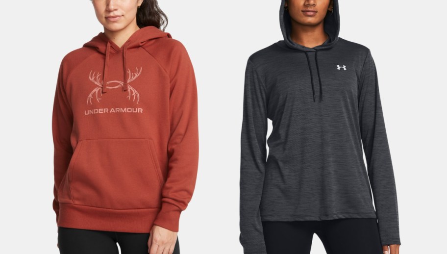 Under Armor Women's Orange and Black Hoodie