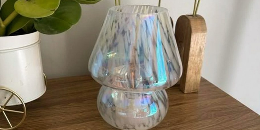 Urban Shop 8 Iridescent Glass Mushroom Table Lamp