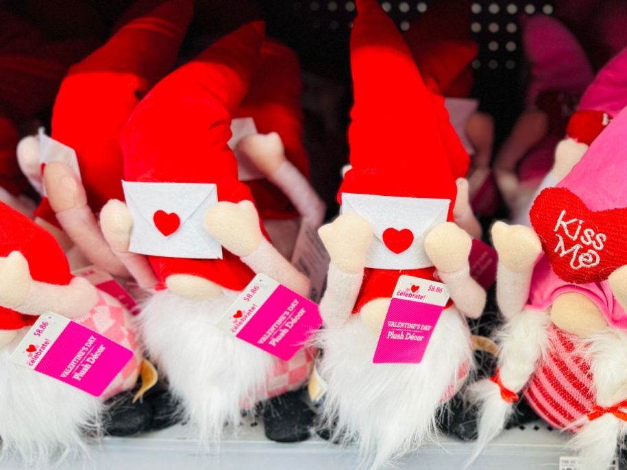 Way to Celebrate Valentine Gnomes on a shelf at Walmart