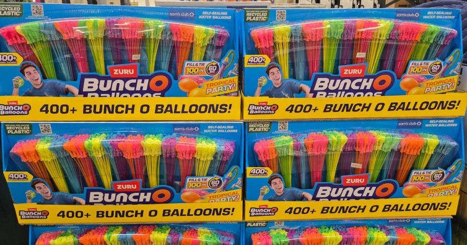 Several packs of Zuru Bunch O Balloons in a store