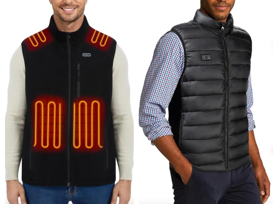 two men wearing heated vests