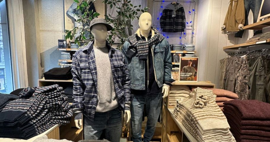 clothing display in american eagle store