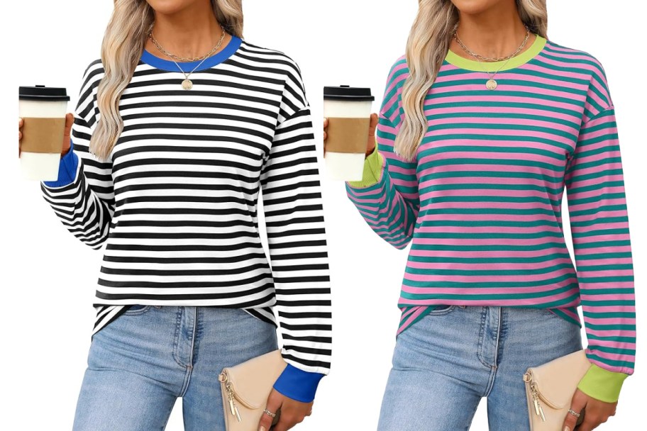 striped crewneck shirts