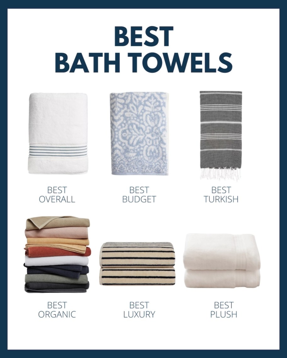 best bath towels collage with different rated towels