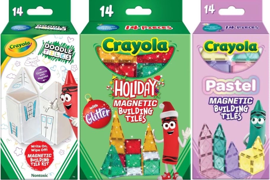 3 crayola magnetic tile sets stock images