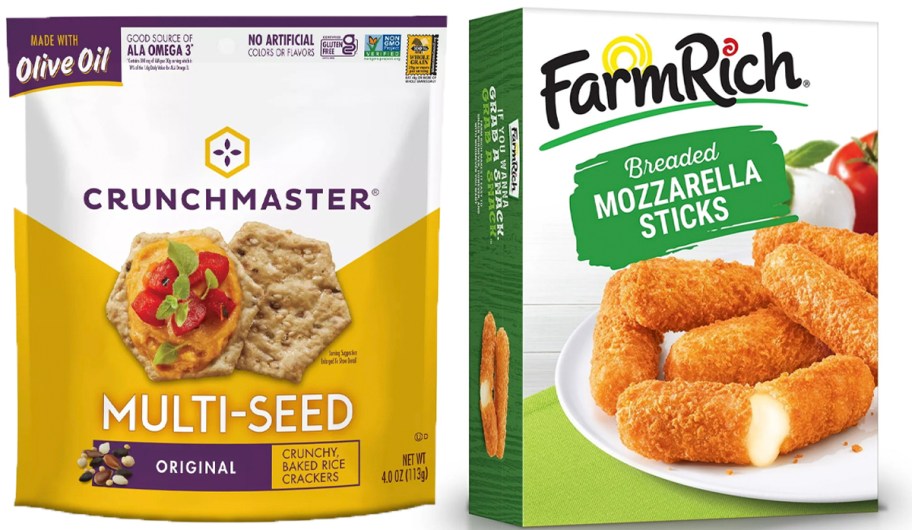 crunchmaster crackers bag nad farm rich mozz sticks box