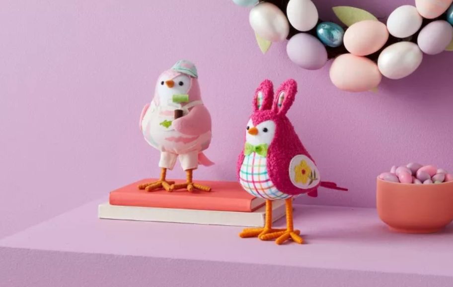 Two Easter Feather Friends in the Mantle